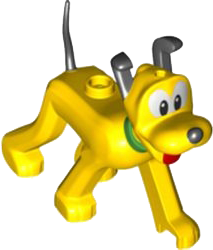 Dog, Disney with Bright Green Collar, Red Tongue, Black Ears, Nose and Tail and White Eyes (Pluto)