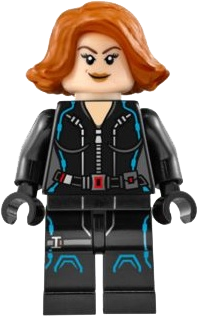 Black Widow - Black Jumpsuit, Dark Orange Short Hair, Printed Legs, Dark Azure Trim