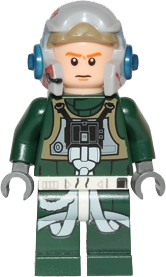 Rebel Pilot A-wing (Open Helmet, Dark Green Jumpsuit, Frown / Scared) (Arvel Crynyd)